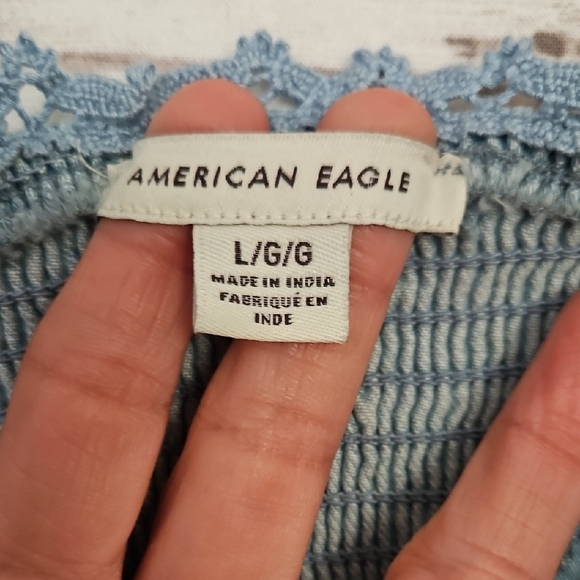 American Eagle Outfitters Light Wash Denim Tie-Front Camisole - Picture 2 of 6